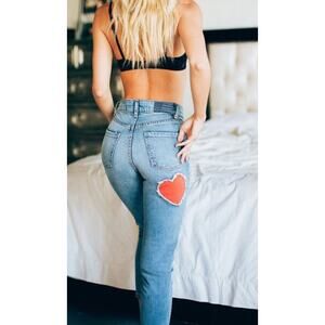 Revice Jeans Mor Amore Heart Patch Tapered Denim Valentines Day Cute Trendy